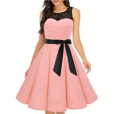 Vestido Corto, De Fiesta, Cóctel, Corte Campana, Rosado.