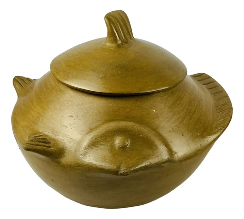 Travessa Peixe Em Barro Artesanal Decorativa Vintage Marrom-claro 4