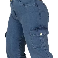 Calça Jeans Cargo Tendência Inverno 2023 Com Bolso Lateral