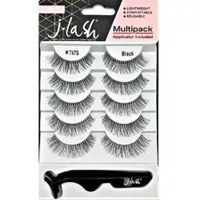 Multipack De 5 Pestañas Postizas Con Aplicador Jlash 747s