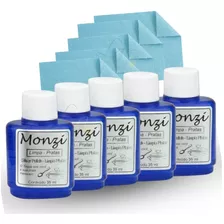 5x Limpa Prata Monzi 35ml + 5 Flanela Polimento Atacado