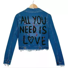 Campera Jean Azul Elastizada All You Need Love Beatles Amor