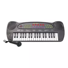 Piano Teclado Infantil Microfone Cantar Musical Preto