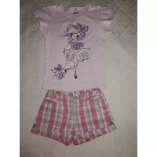 Lote Remera Y Short Algodón-ropa Niña 4-5 Años