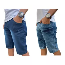 Kit 2 Bermudas Jeans Masculina Lycra Atacado C/ Nf-e Full 