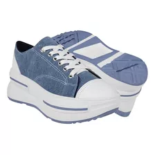 Tenis Casuales Dama Stylo 9311 Textil Azul