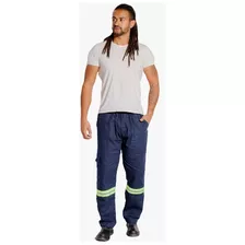 Calça Uniforme Brim Pesado Reforçada Com Faixa Refletiva 38