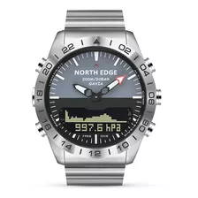 Reloj North Edge Altímetro Brújula Wr 200mt Buceo Acero Inox Color De La Correa Plateado