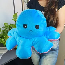 Povo Pelúcia Reversível Polvo Grande 45cm Tiktok Bravo Feliz