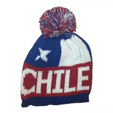 Gorro Lana Con Diseño Bandera De Chile.