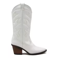 Bota Boot Vaquera Cowboy 3/4 Mujer Blancas Comodas Calidad