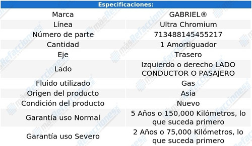 Amortiguador Gas Conductor O Pasajero Tra Hr-v 16-19 Gabriel Foto 2