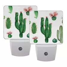 Naanle Set De 2 Acuarela Cactus Suculent Blanco Natural Auto