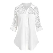 Blusas De Moda Camisa Blanca Mujer Manga Larga De Encaje