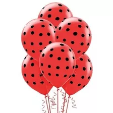 25 Balões Com Bolinhas Vermelho Com Branco Bexiga Oferta N°9