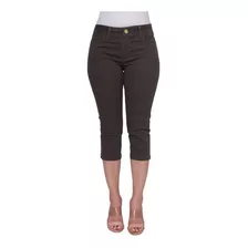 Calças Modelo Capri Feminino Tecido Em Algodão Com Elastano