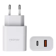 Carregador Ultrarrápido Duplo Geonav P/ iPhone Pd 20w Qc 18w