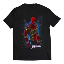 Polera Marvel Spider-man - Fondo Telaraña Azúl