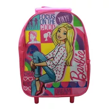 Mochila Barbie Con Carro Rueditas 30cms Original