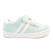 Zapatilla Urbana Niña Con Velcro Celeste Agua Opaline