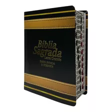 Bíblia Sagrada Almeida Corrigida Com Harpa Cristã E Corinhos Letra Grande Tamanho Médio Com Índice Lateral Capa Preta Com Caramelo