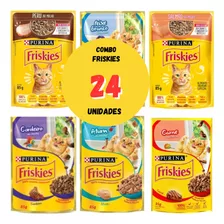 Combo 24 Sachês Friskies 85g Ração Para Gatos 6 Sabores