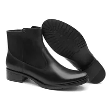 Botas Femininas Cano Curto Salto Baixo Botina Couro Fk