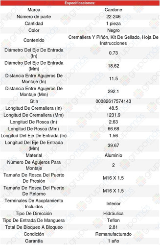 Cremallera Direccion Hidraulica Mercury Sable 02-04 Cardone Foto 5