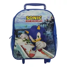 Mochila Infantil Sonic Con Carro 30 X 24 Cm