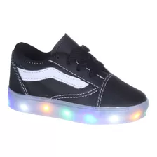 Tenis Luminoso Com Luz Pisca Preto Meninos Infantil Listrado