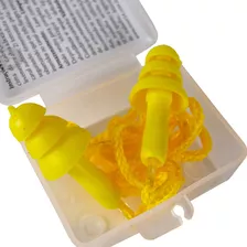 Protetor Auditivo Plug Em Silicone Com Cordão Amarelo Nove54