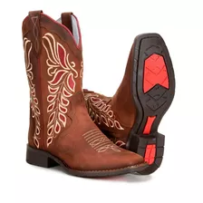 Bota Feminina Country Texana Montaria Couro Cowgirl 4country