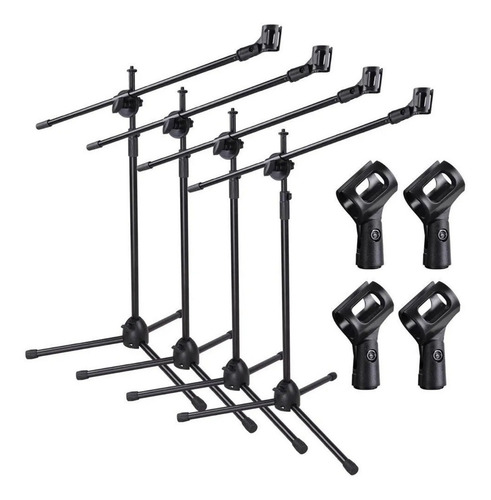 Paquete De 4pedestal Atril Base Stand 2 Microfono Profesinal