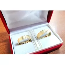 Aros, Alianzas, Boda , Matrimoniales Oro 18k Par Anillos Eco