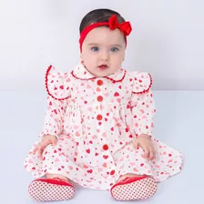 Vestido De Bebê Xadrez Lilás Luxo Com Tiara 100% Algodão 