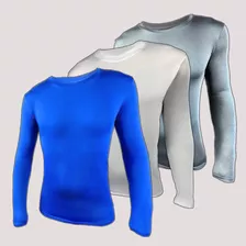 Blusa Camisa Proteção Kit 3 Uv50+ Kit Térmico Cor Lisas Uvb.