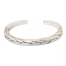 Novica .950 Sterling Silver Hombres Brazalete Trenzado 'trib