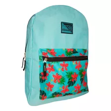 Mochila Escolar Flores Feminina Costas Azul Infantil Juvenil