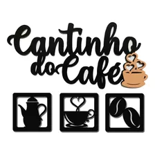 Aplique Cantinho Do Café Mdf 4 Peças Colorido Caramelo
