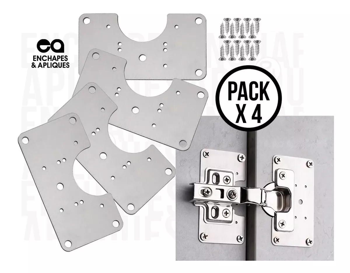Placa Platina Reparación Puerta Bisagra Pack X 4unid+tornill