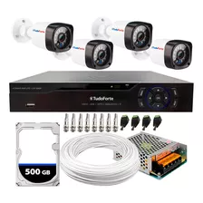 Kit 4 Câmeras Segurança 20m Dvr 4 Canais Com Hd Sata Cor Branco