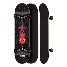 Skate Infantil Super Herois Infantil Ate 90kgs Desenho Homem-aranha - Preto