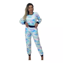 Pijama Feminino Fleece Manga Longa Quentinho