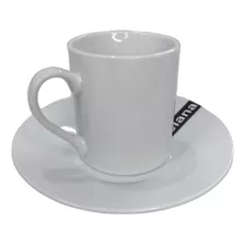 Taza De Cafe 90cc + Plato Porcelana Blanco 