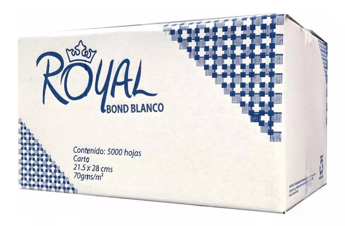 Paquete De Papel Bond Carta Royal 70gr 96% Blancura 500hojas Blanco