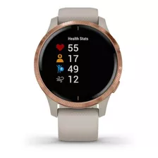 Smartwatch Garmin Venu Venu 1.2 Caixa 43.2mm De Polímero Reforçado Com Fibra Light Sand, Pulseira Light Sand E O Arco Rose Gold De Aço Inox