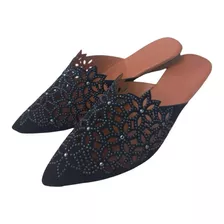 Sapato Feminino Mule Detalhe Hotfix Flor Rasteirinha