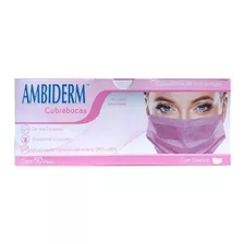 Cubrebocas Ambiderm 3 Pliegos Plisado Caja 50pz