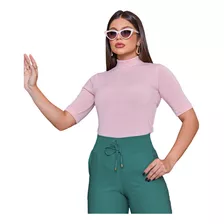 Blusa Feminina Básica Canelada Social Gola Alta Promoção