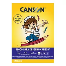 Bloco Papel Canson Desenho Escolar Branco 140g A3 20 Folhas